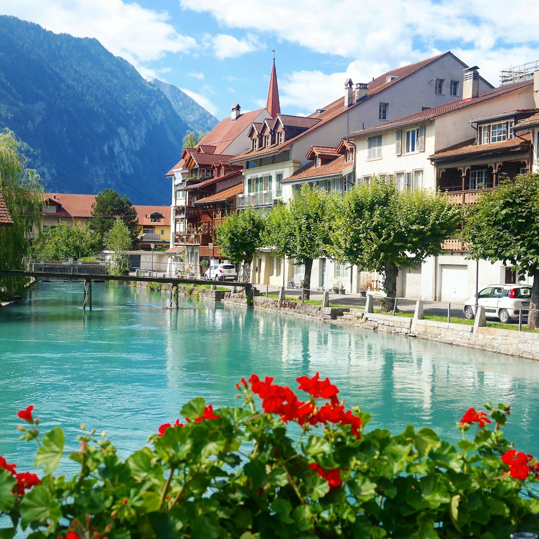Interlaken, Switzerland - Interlaken valley with mountains and turquoise lakes