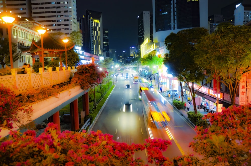 cars on road during night time