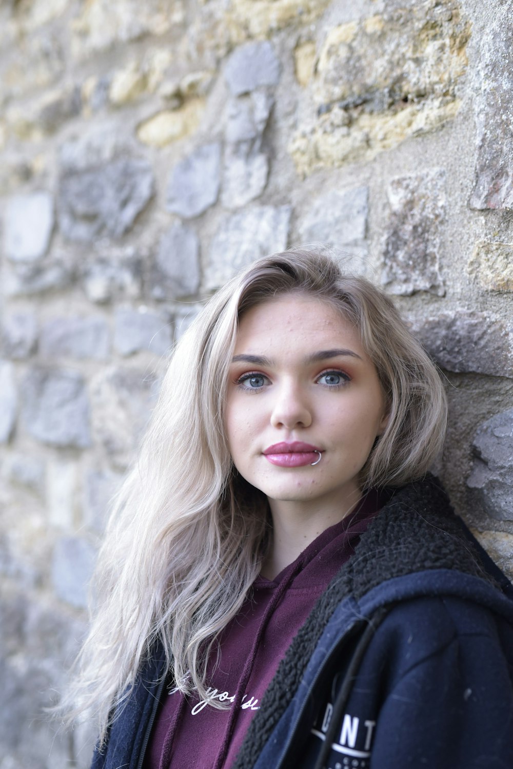 girl in black knit cardigan