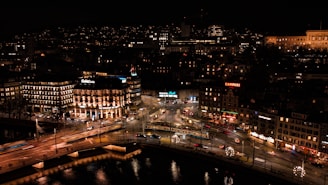 city buildings during night time