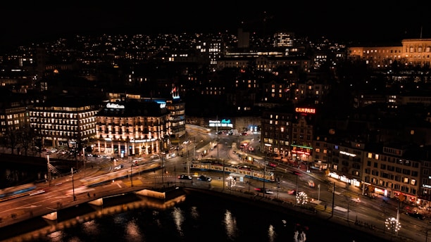 city buildings during night time