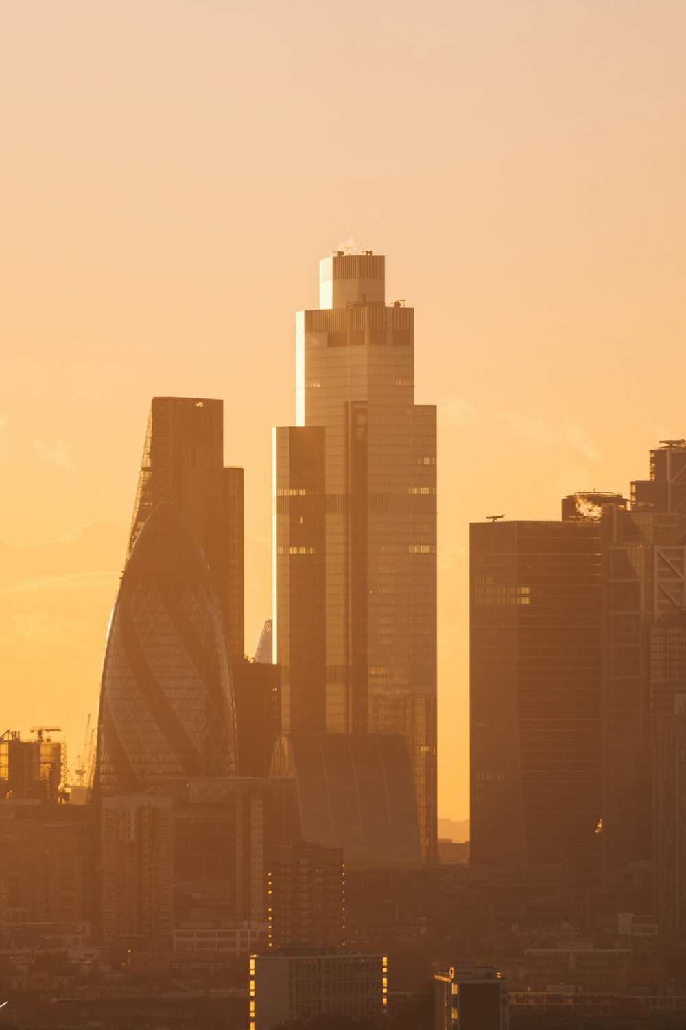 city skyline under white sky during daytime