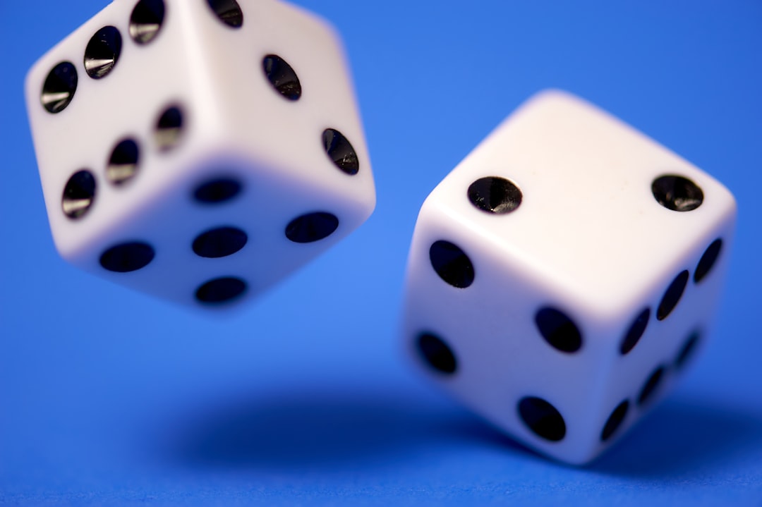 two dice on blue background
