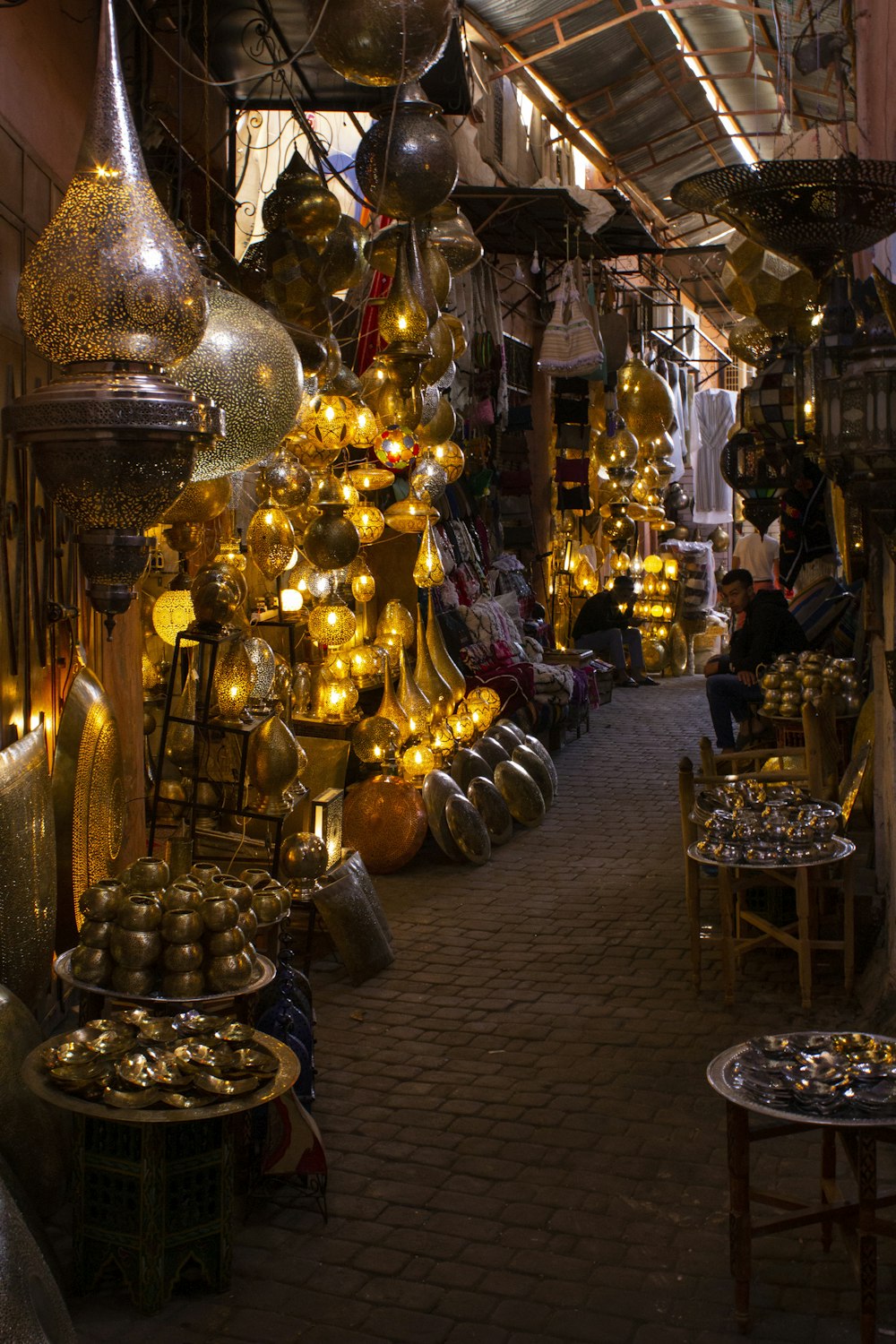 brass and silver pendant lamps