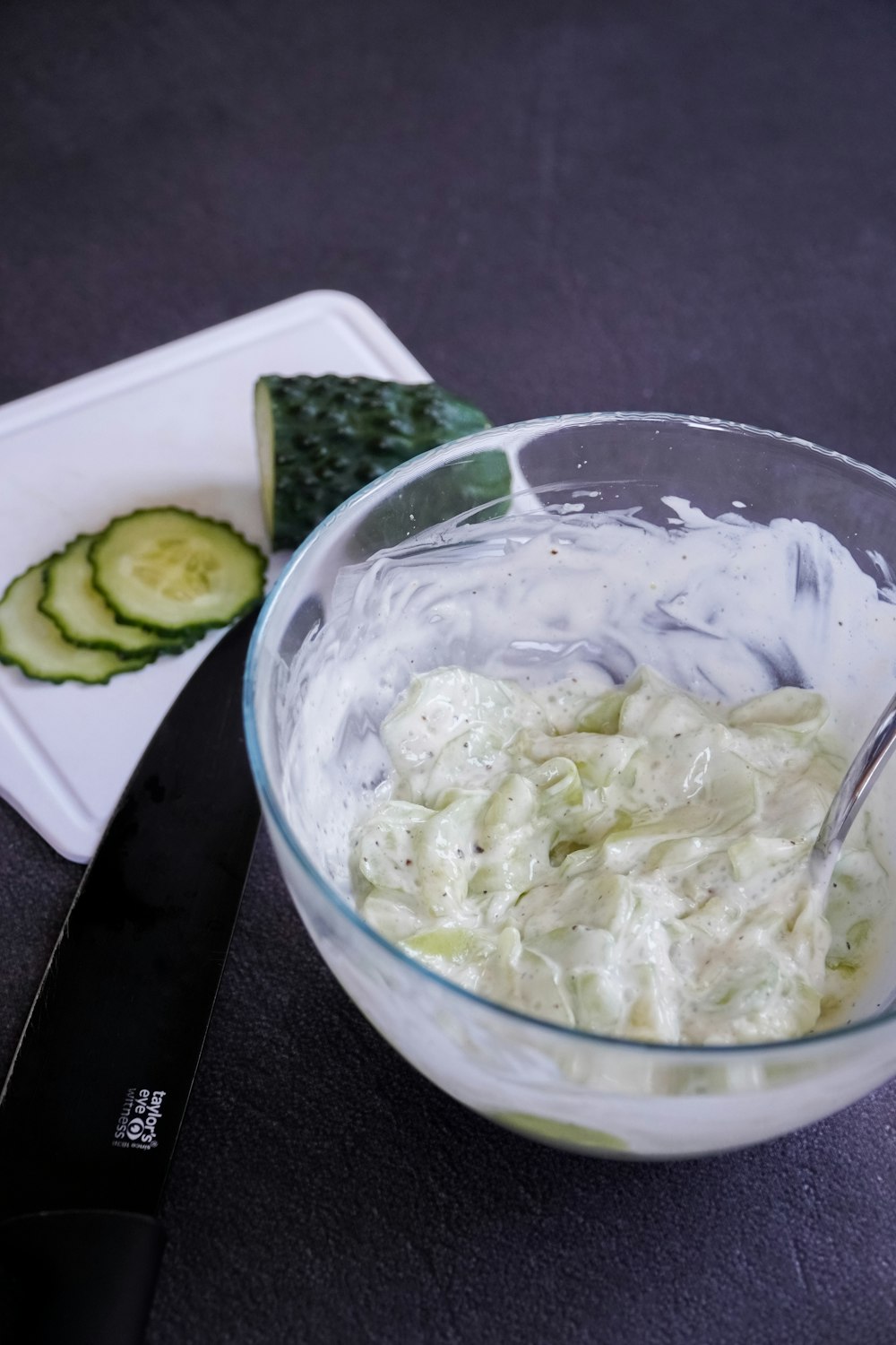 clear glass bowl with white cream