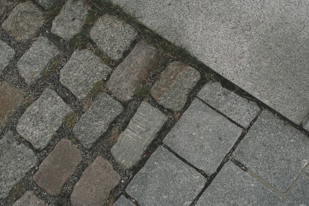 Interlocking paving stones installed on a driveway