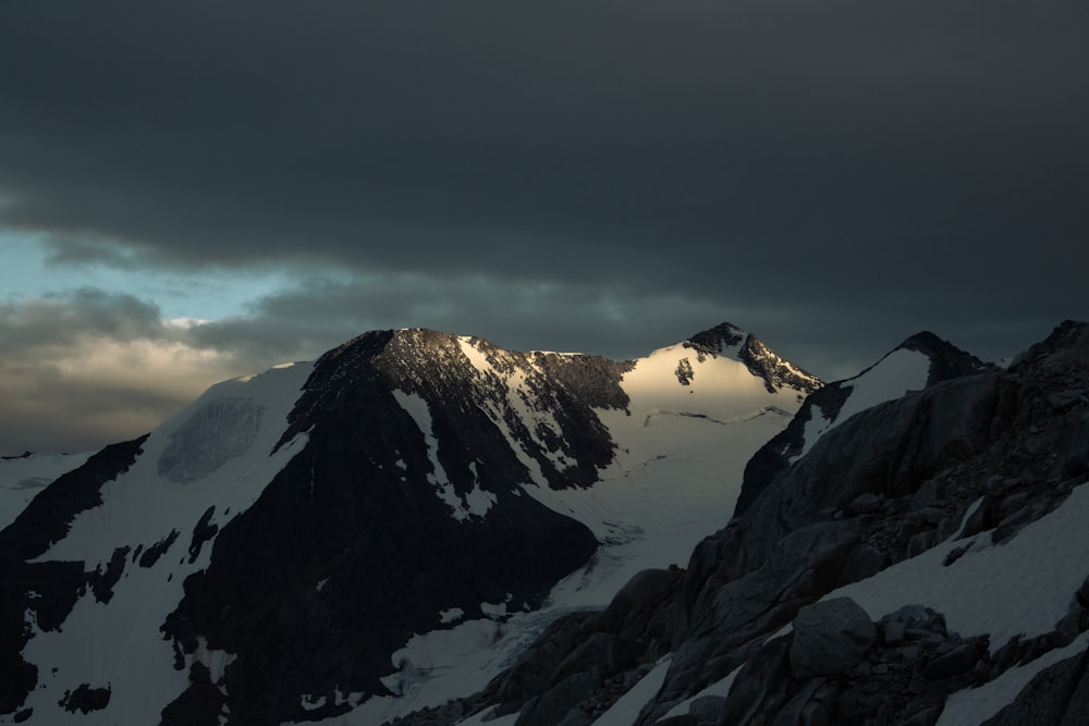 snow covered mountain under cloudy sky during daytime