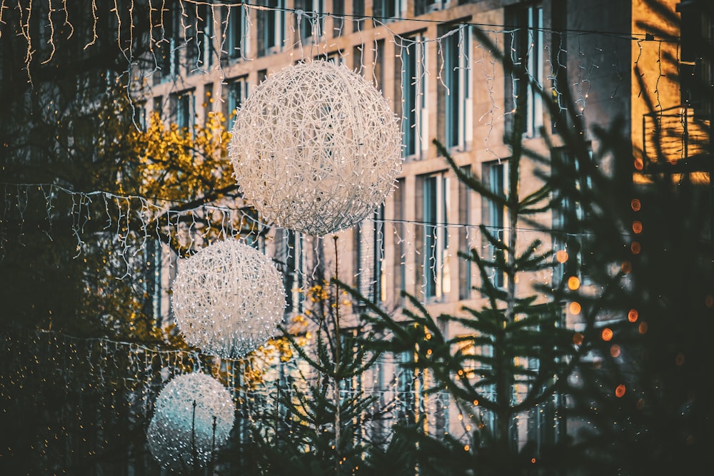 white and gray ball ornament