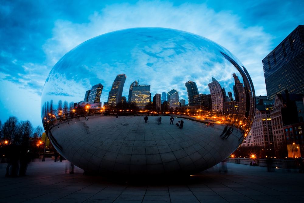 cloud gate chicago during night time