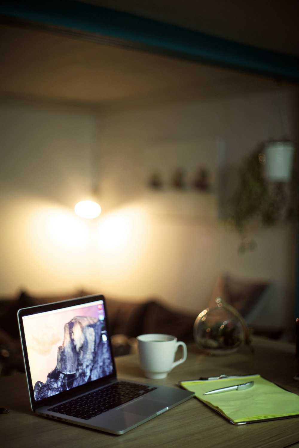 white ceramic mug on table