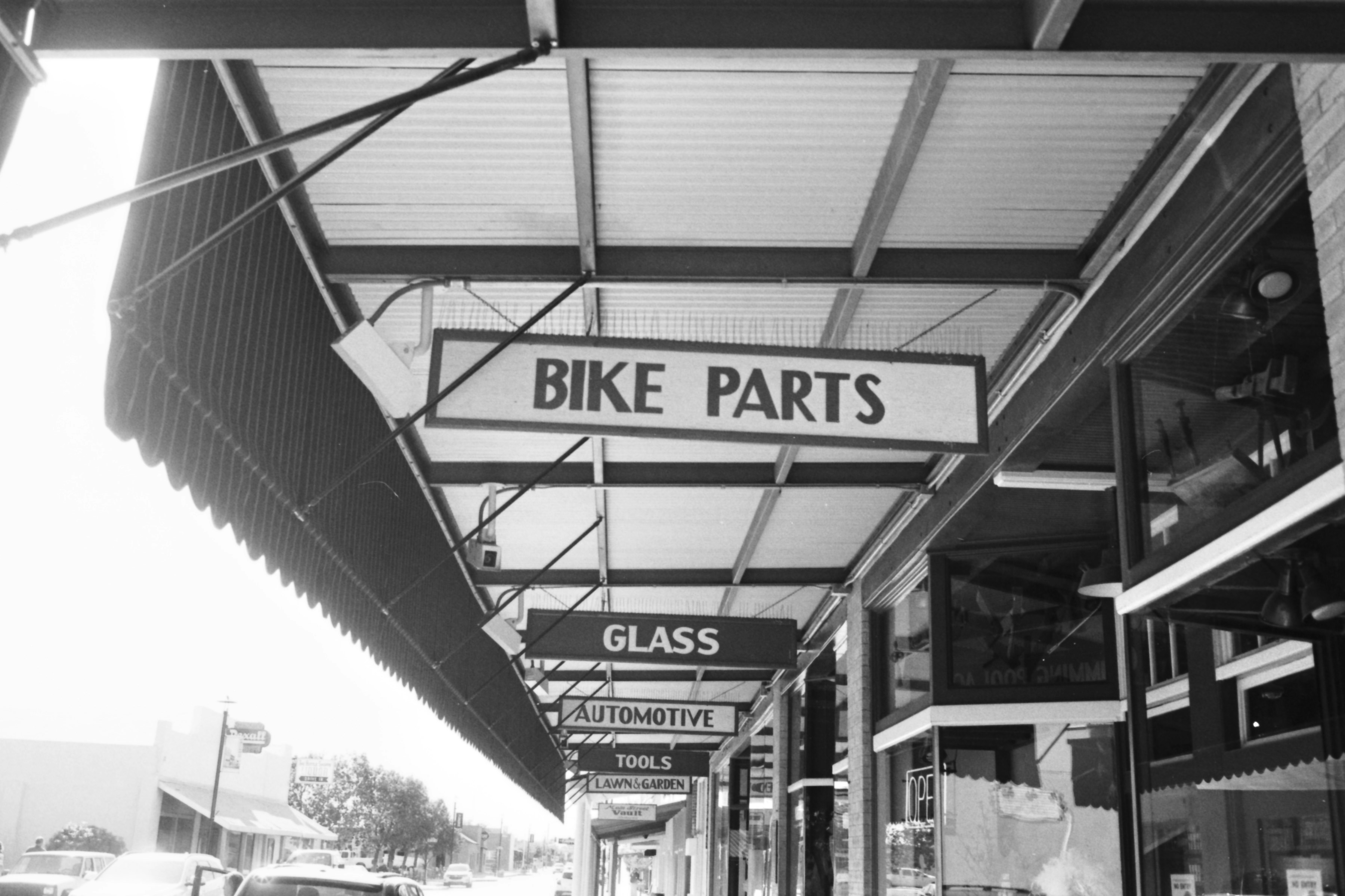 grayscale photo of a store