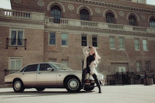 A stylish model posing confidently in a chic urban setting.