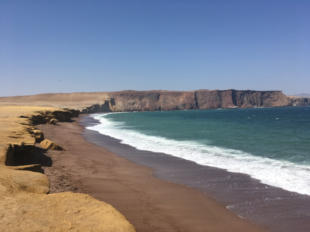 Playa de arena marrón durante el día