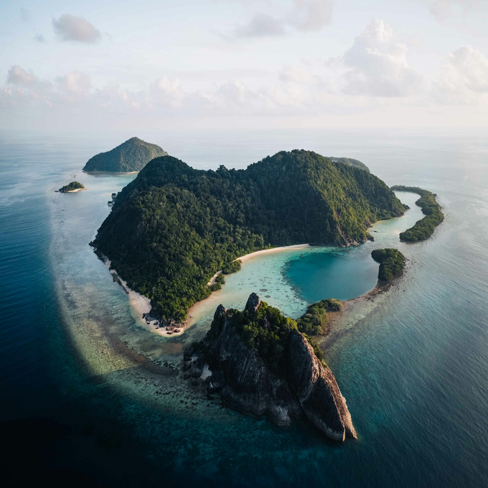 green island in the middle of ocean