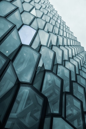 white and black glass building