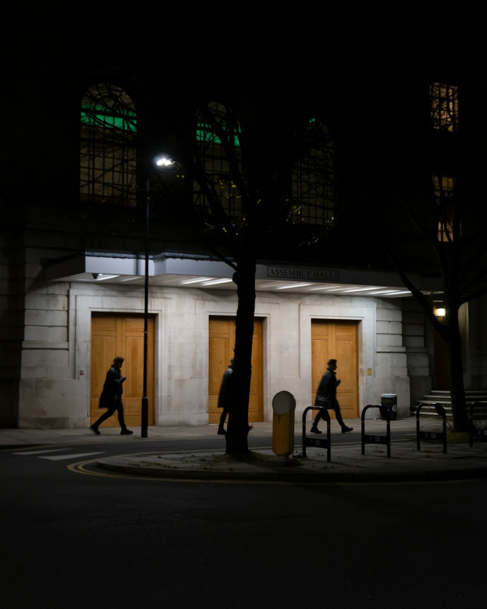 people walking on sidewalk during night time