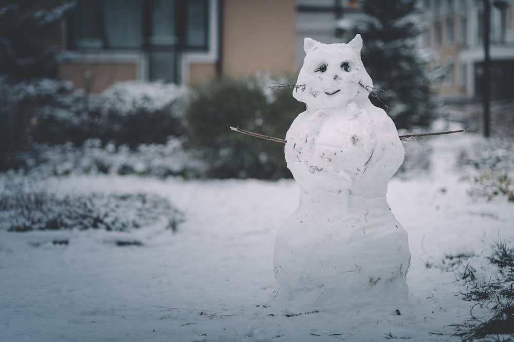 white snowman with red rose on mouth