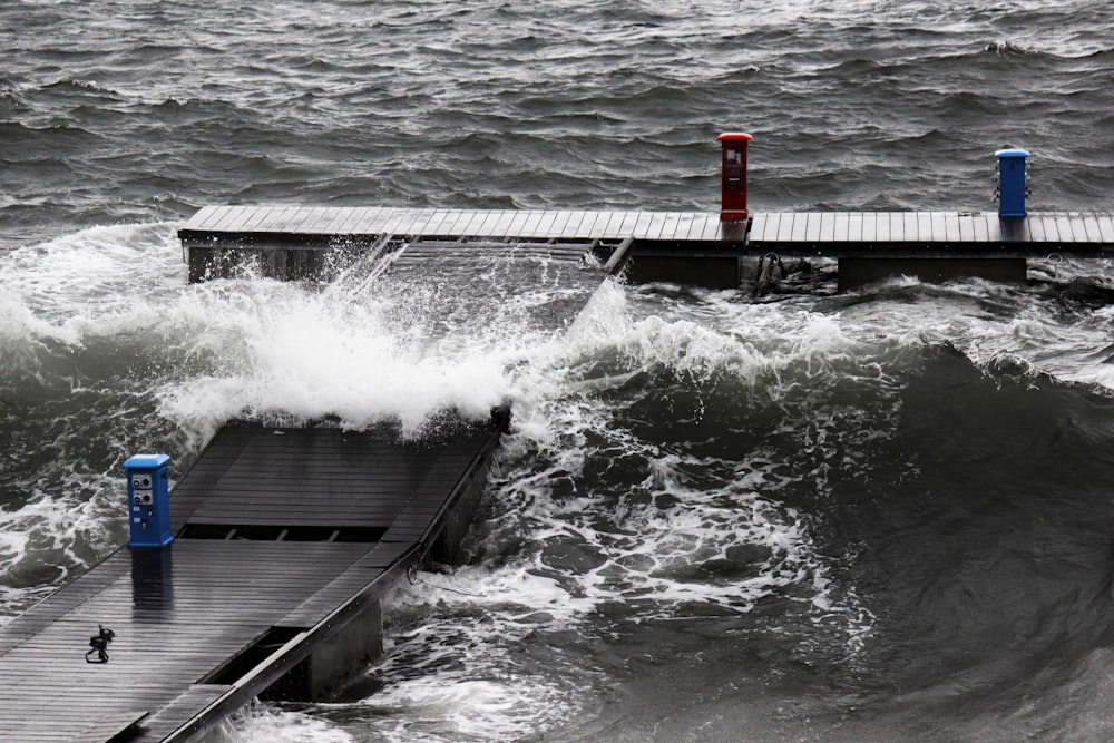 water waves hitting the dock