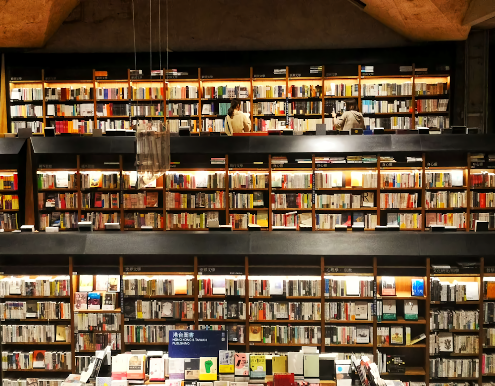 books on shelves inside library