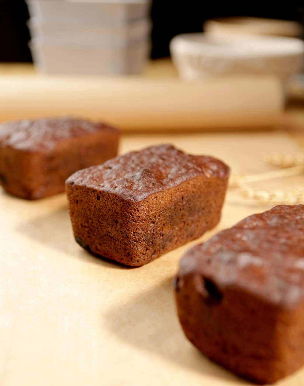 brown bread on white table