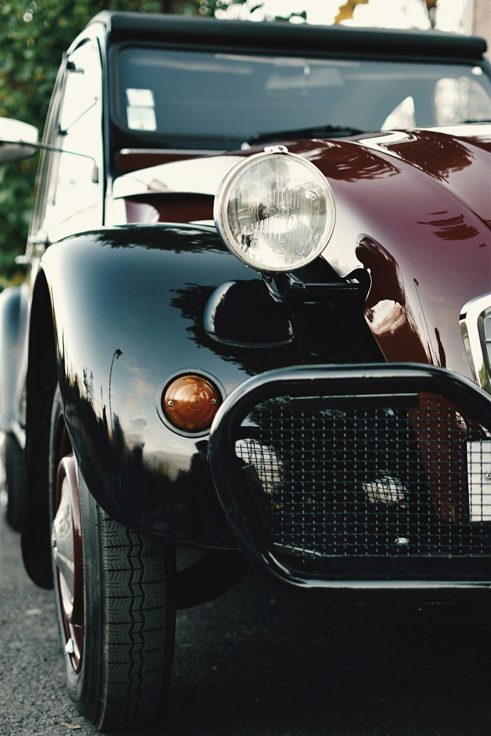 white and black classic car