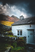 white wooden house on hill