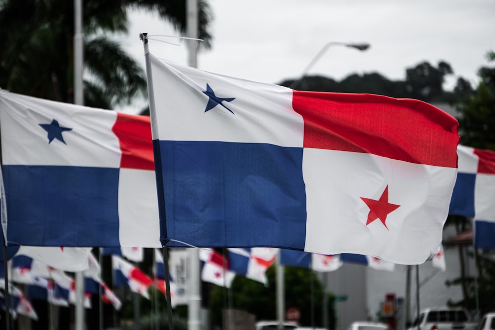 white red and blue star flag