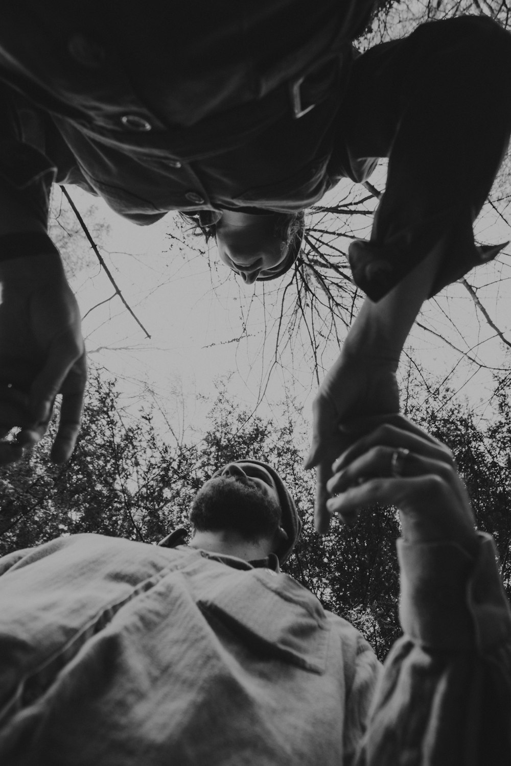 grayscale photo of man in white button up shirt