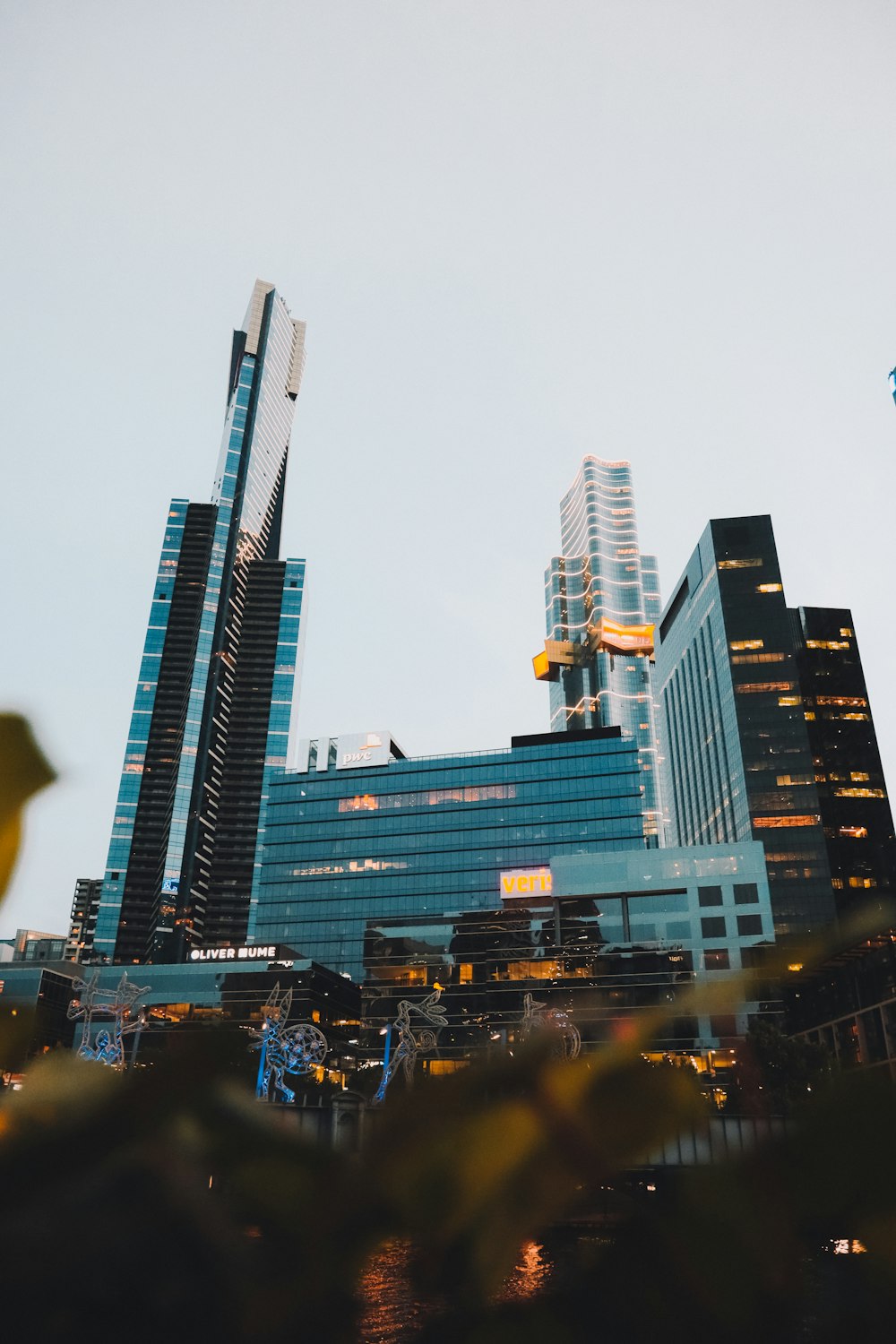 a group of tall buildings sitting next to each other