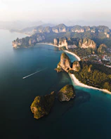 an aerial view of an island in the ocean