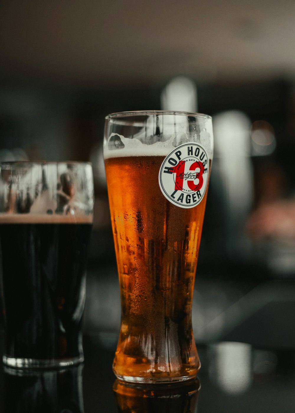 clear drinking glass with beer