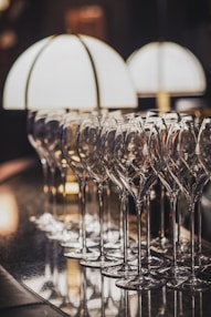clear wine glass on table