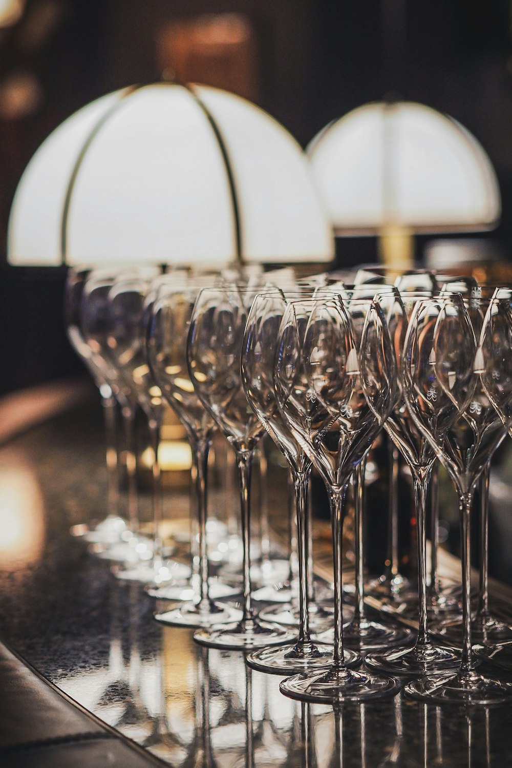 clear wine glass on table