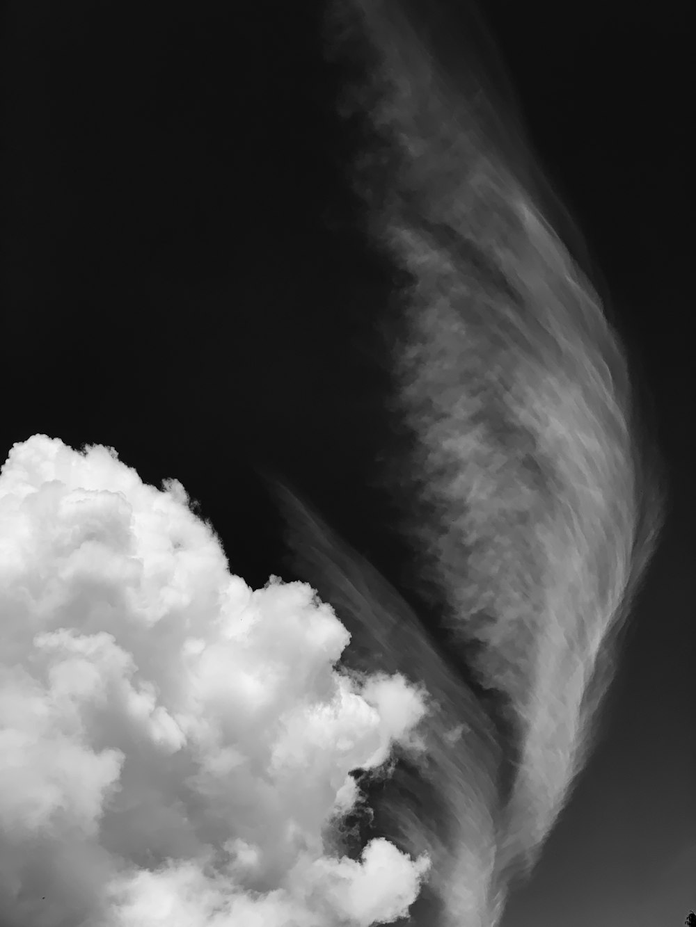 grayscale photo of clouds in sky