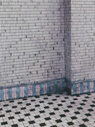 blue and white brick wall
