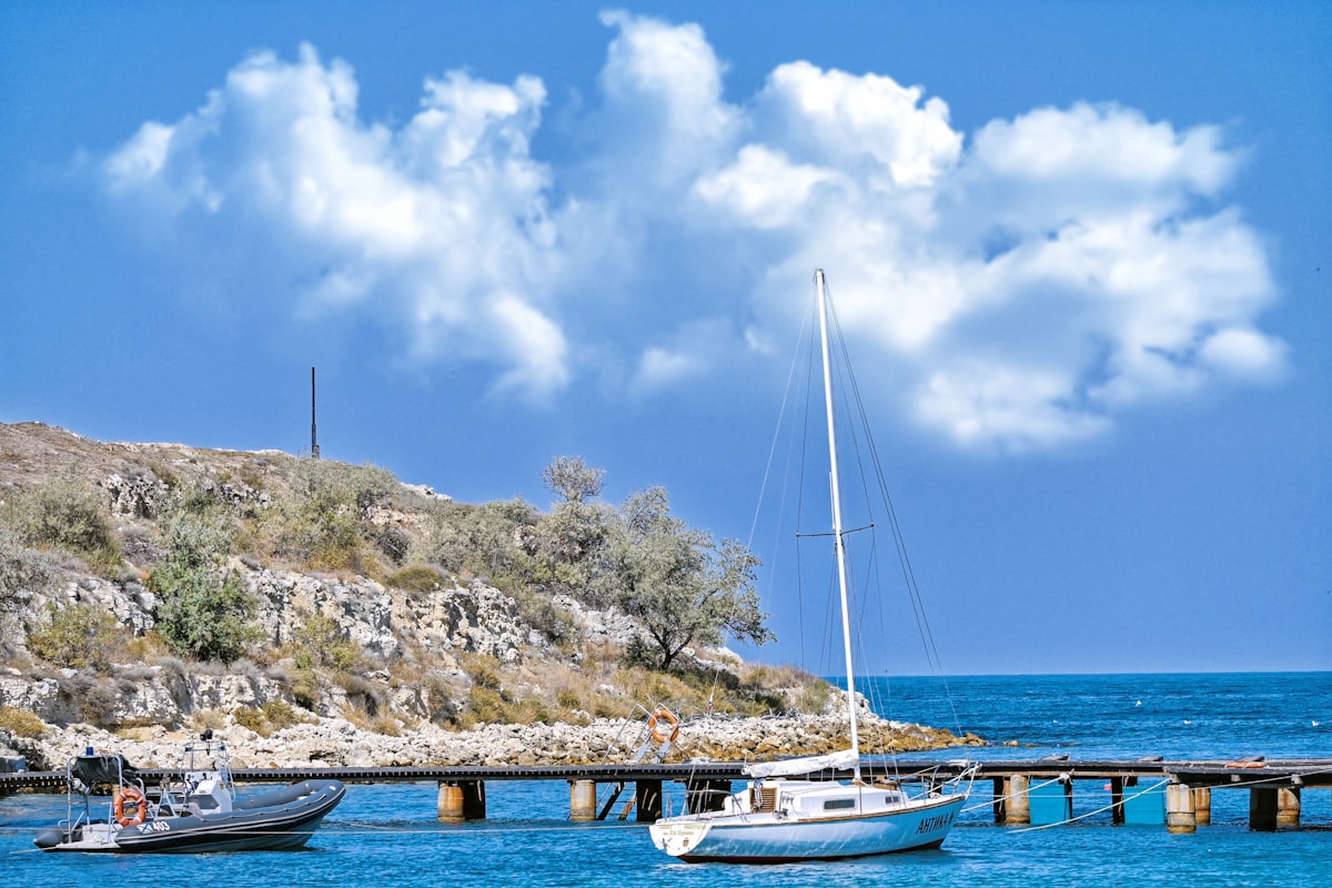 Yachts docked in a Mediterranean marina