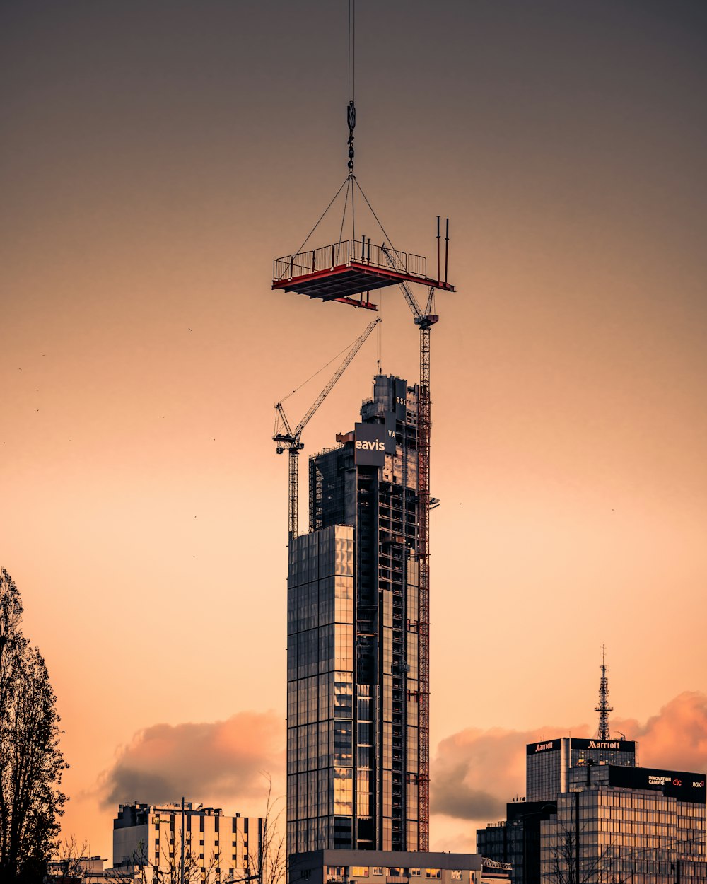 grayscale photo of high rise building