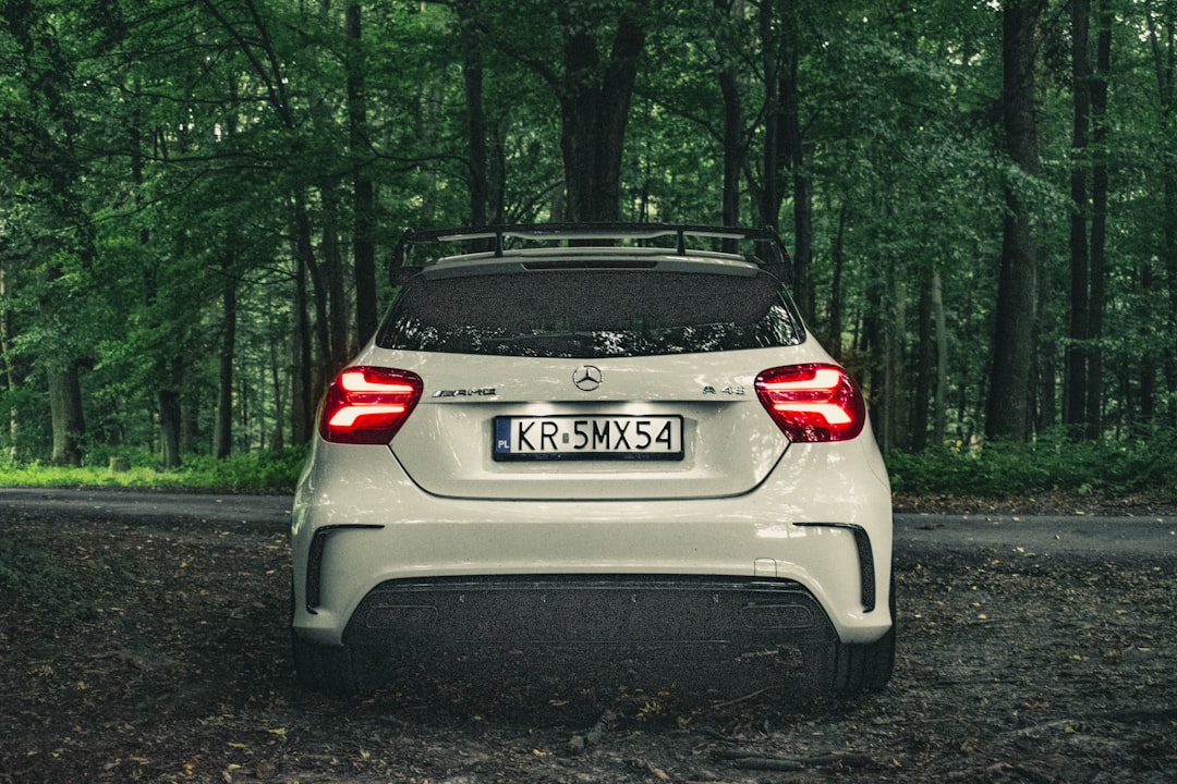 white bmw x 6 parked on forest,