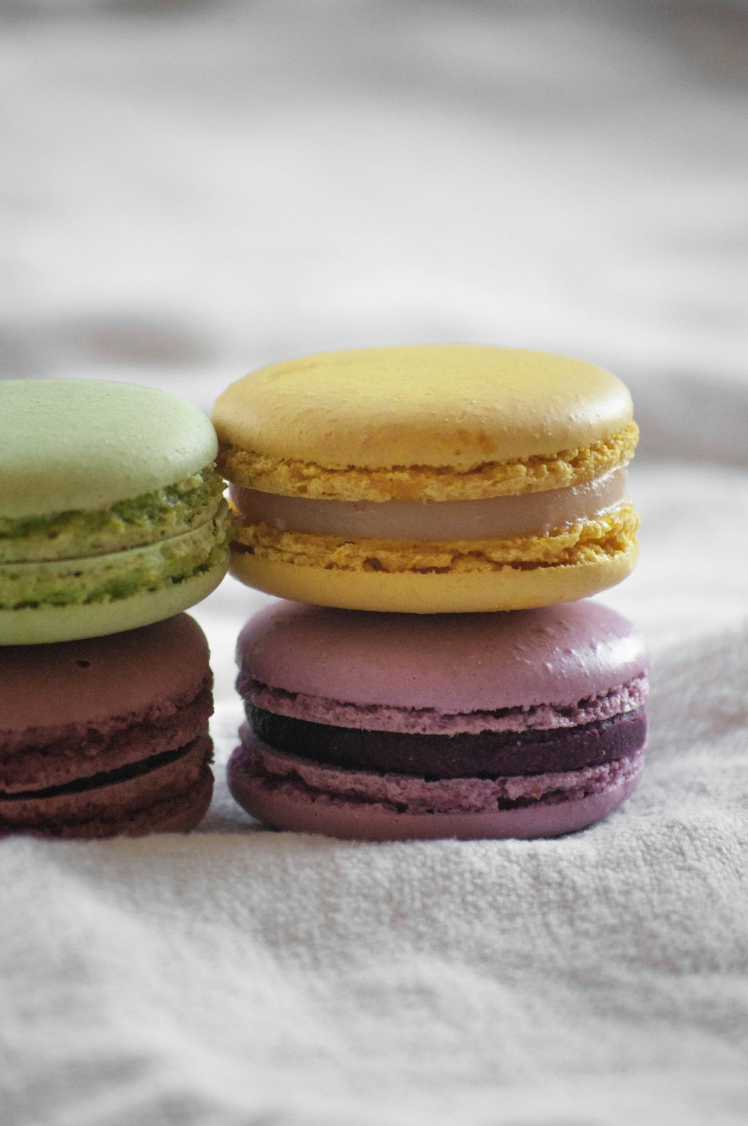 three pink and yellow macaroons