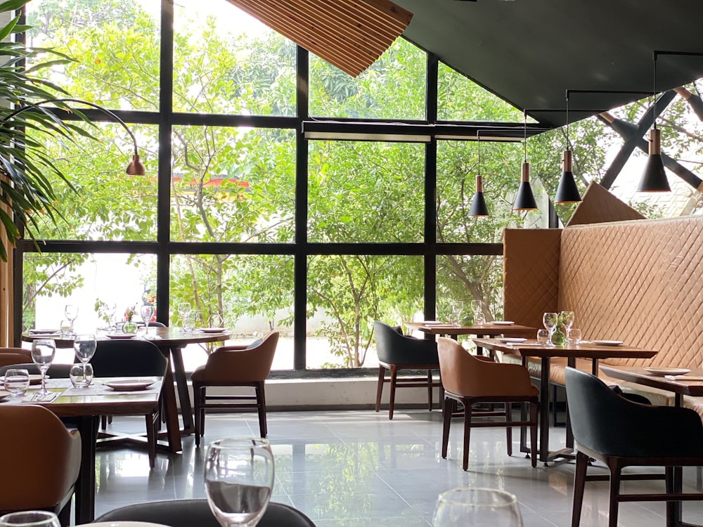 brown wooden chairs and table