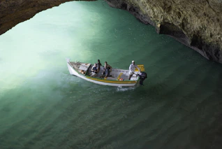 people riding on blue and white boat on water during daytime