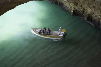 people riding on blue and white boat on water during daytime