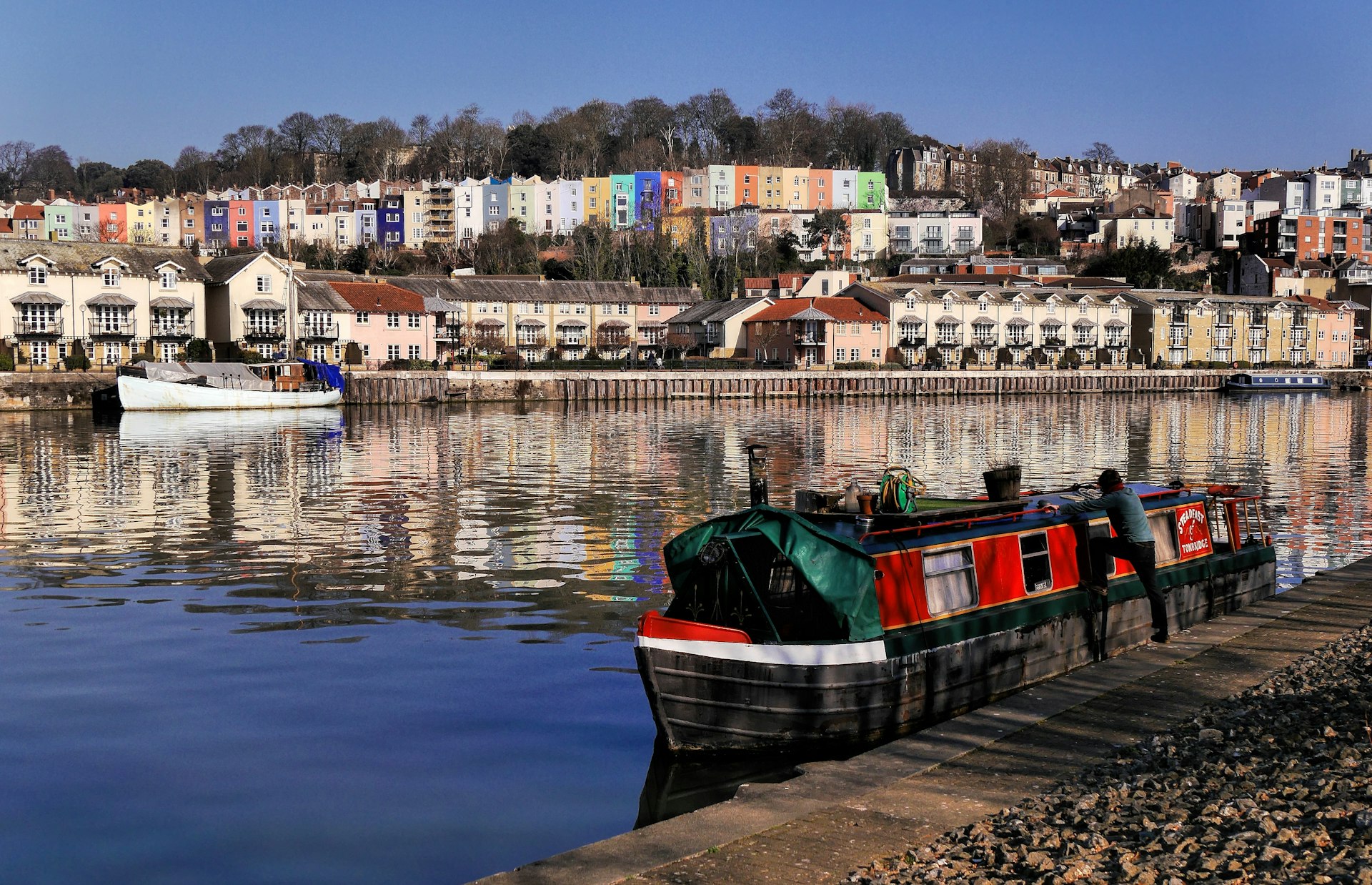 Clifton Suspension Bridge and Bristol waterfront at golden hour