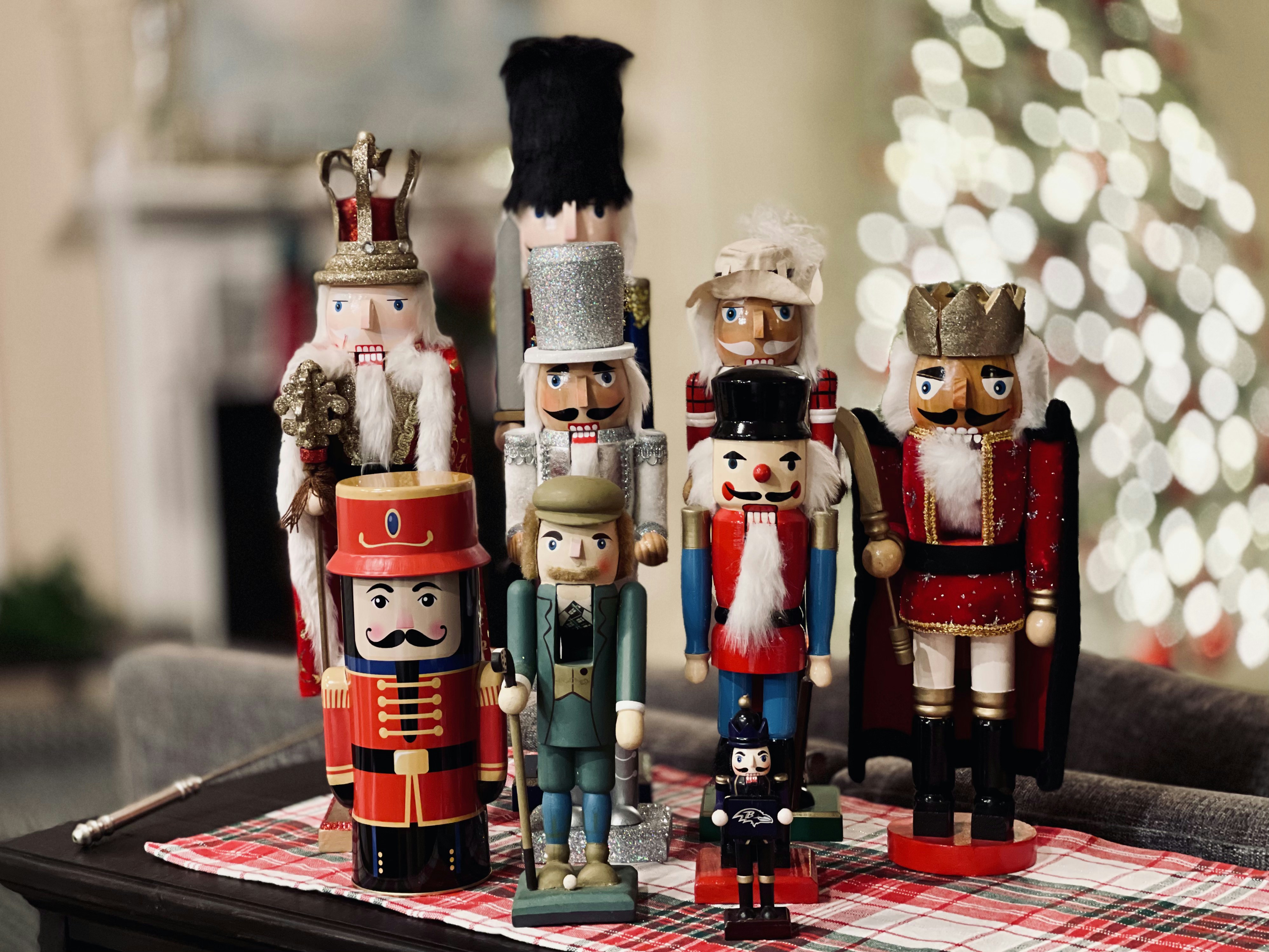 red and white lego toys nutcracker teams background