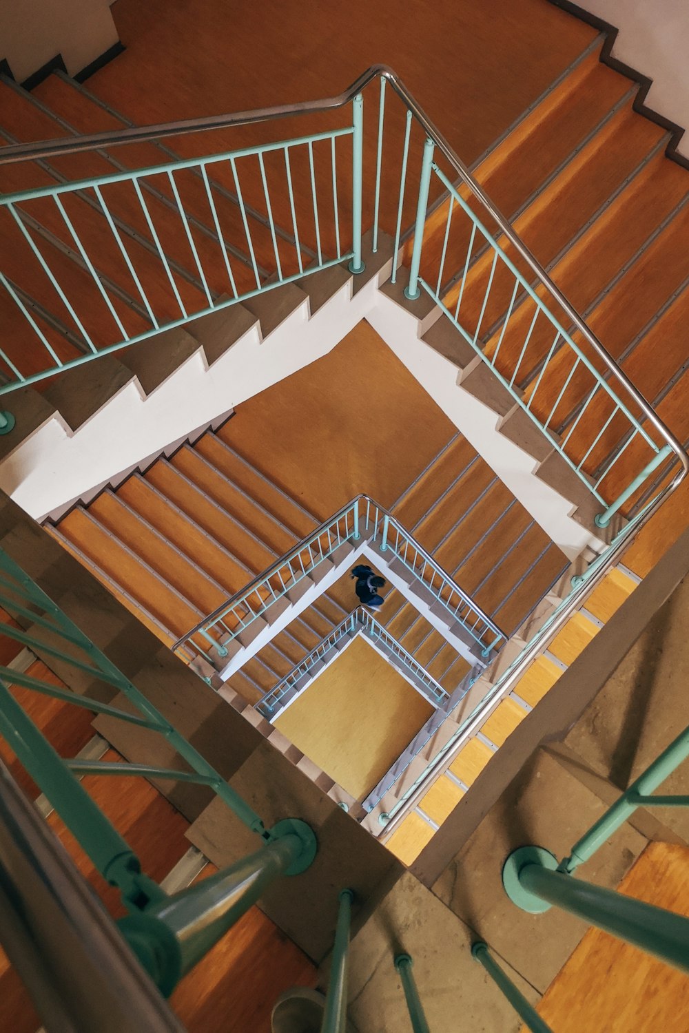 white and brown concrete staircase