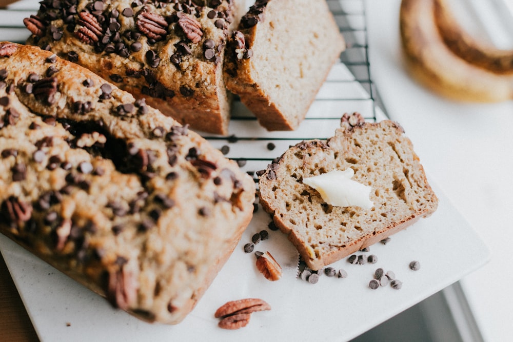 brown bread on white ceramic plate