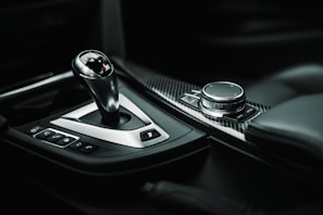 black and silver gear shift lever