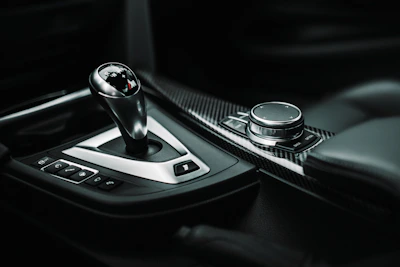 black and silver gear shift lever