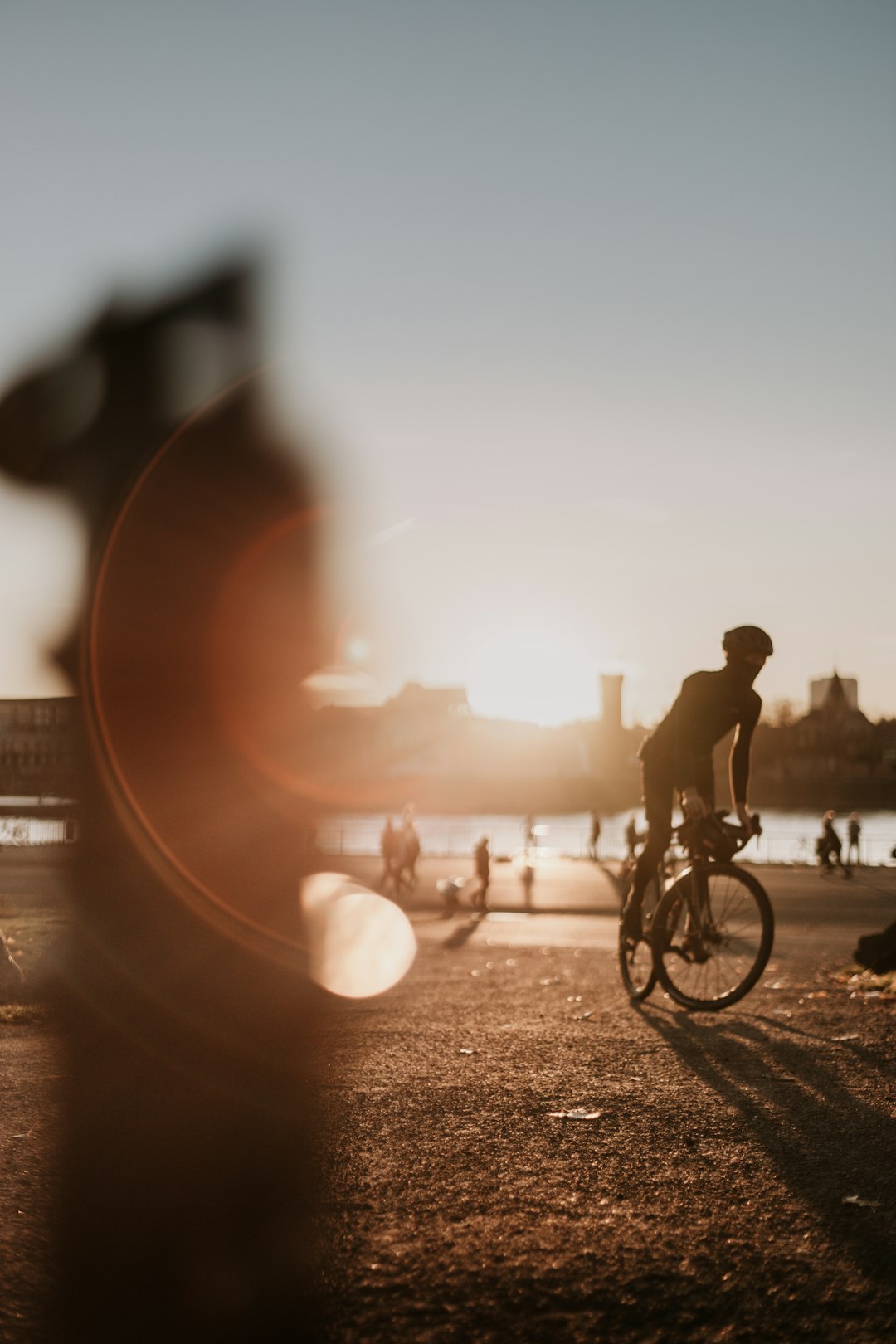 silhouette of man riding bicycle during sunset