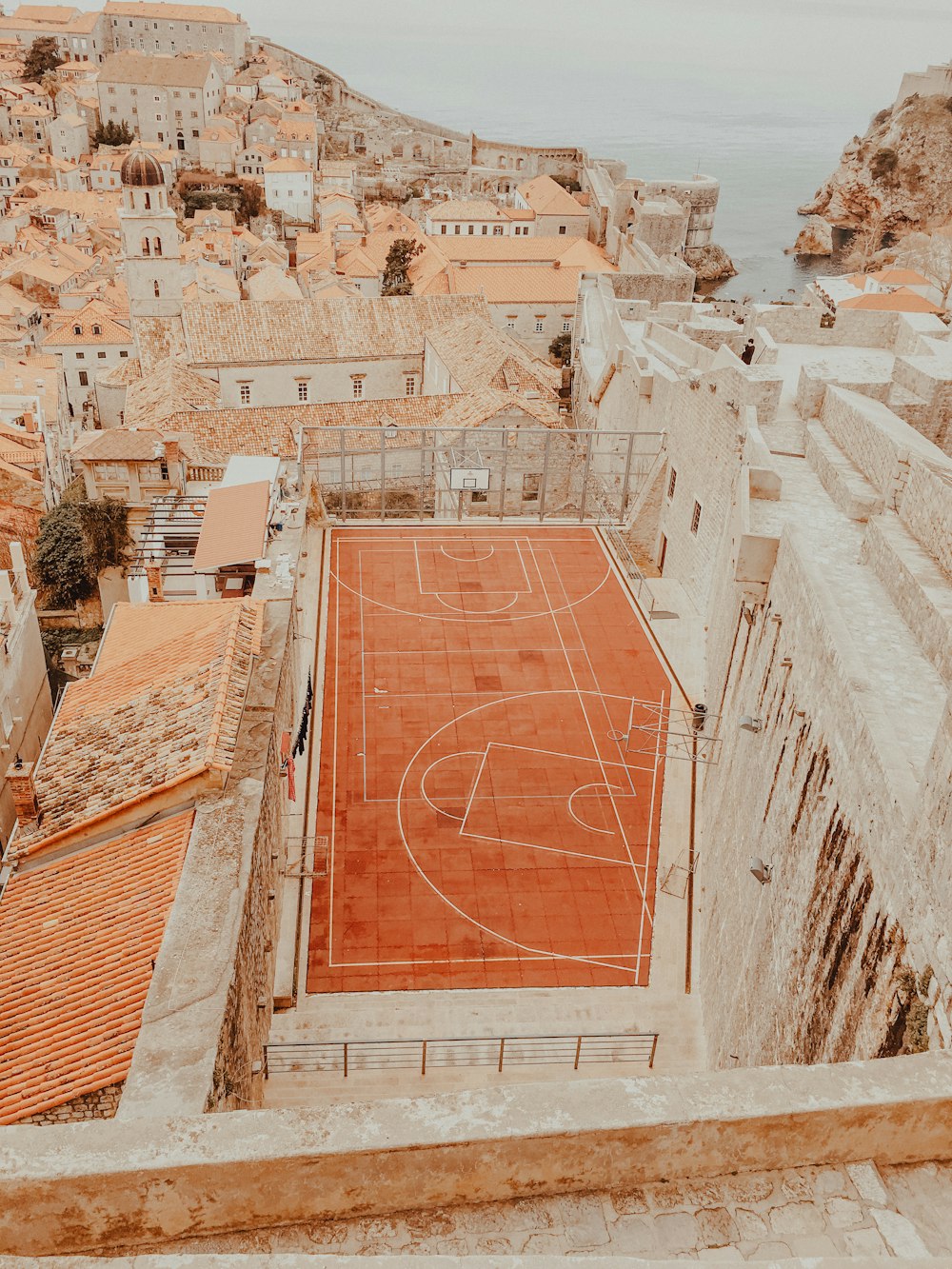 aerial view of basketball court